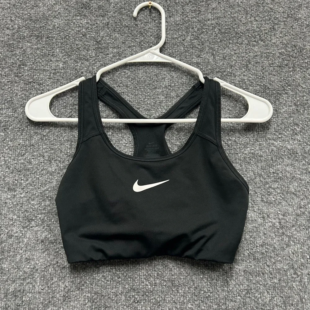 Nike Sports Bra Womens Size S Black Dri-Fit Racerback Compression Gym Athletic